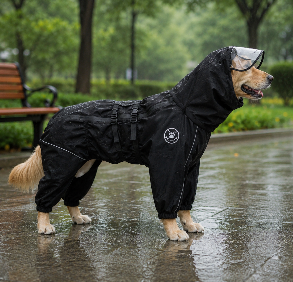 Waterproof Dog Raincoat Jumpsuit with Hood