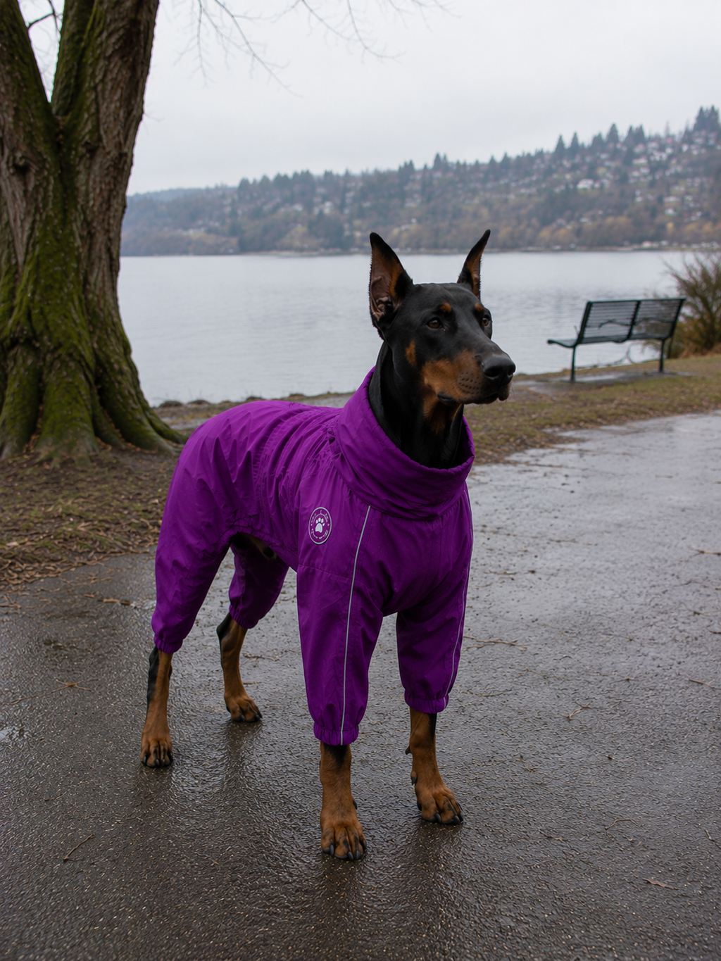 Waterproof Dog Raincoat Jumpsuit with Hood
