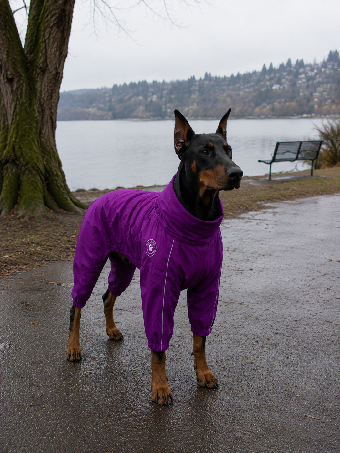 Waterproof Dog Raincoat Jumpsuit with Hood