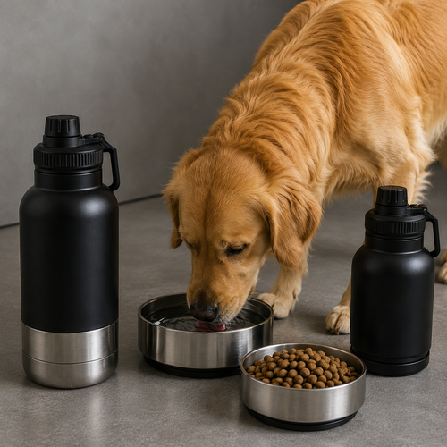 32oz Stainless Steel Detachable Portable Dog Water Bottle 3 in 1